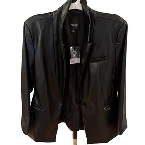 SIMPLY VERA VERA WANG X-Large black faux leather blazer NWT super soft trending